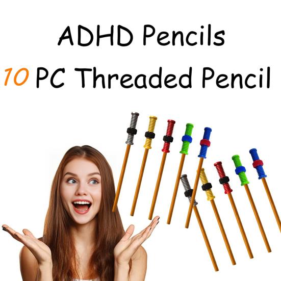 1/10Pcs Nut Decompression Pencil Stress Relief Threaded Pencil Kids Adults Students School Work Anxiety Relief Silent Calming Rotating Nut