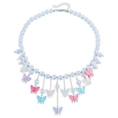 Jewelry Color Beaded Women'S Necklace Butterfly Pendant Temperament Chain Tassel Beach Women'S Necklace
