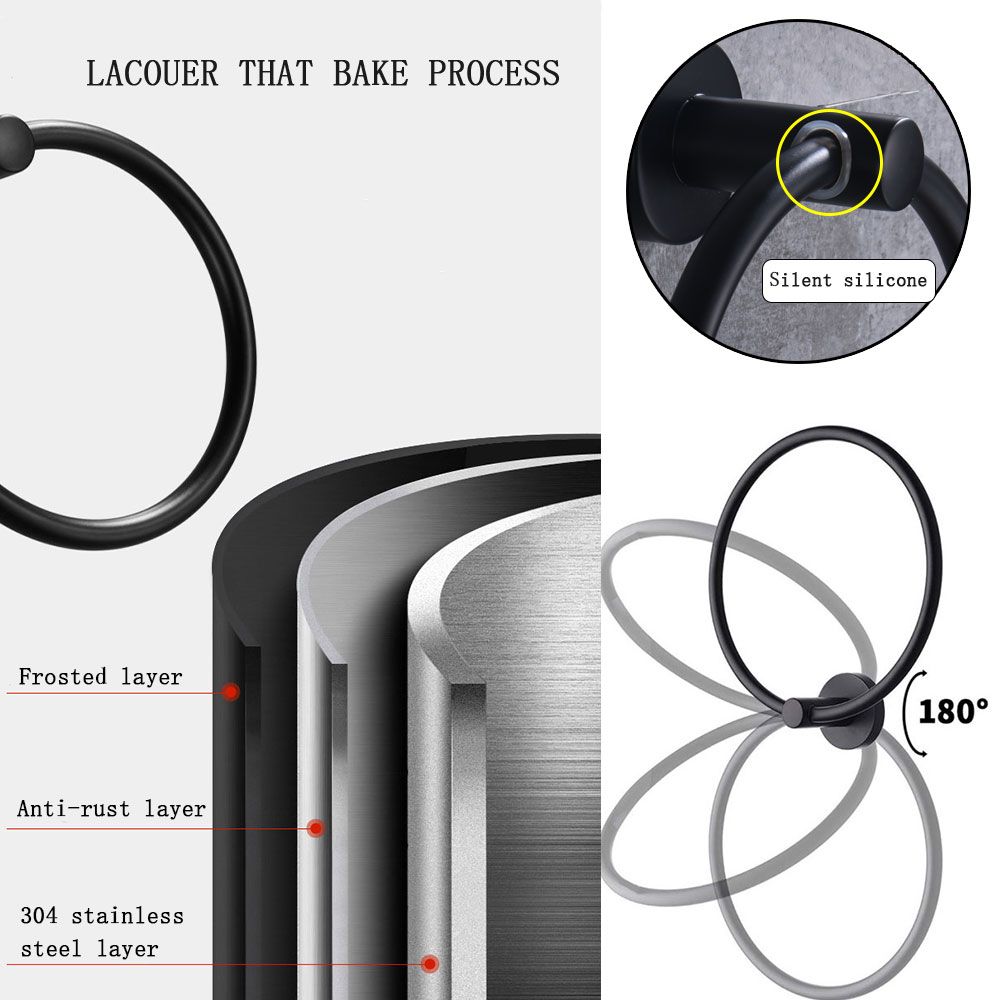 Hardware Badezimmer Wandmontage Handtuchhalter Waschlappen Aufhänger Ringablagen SUS304