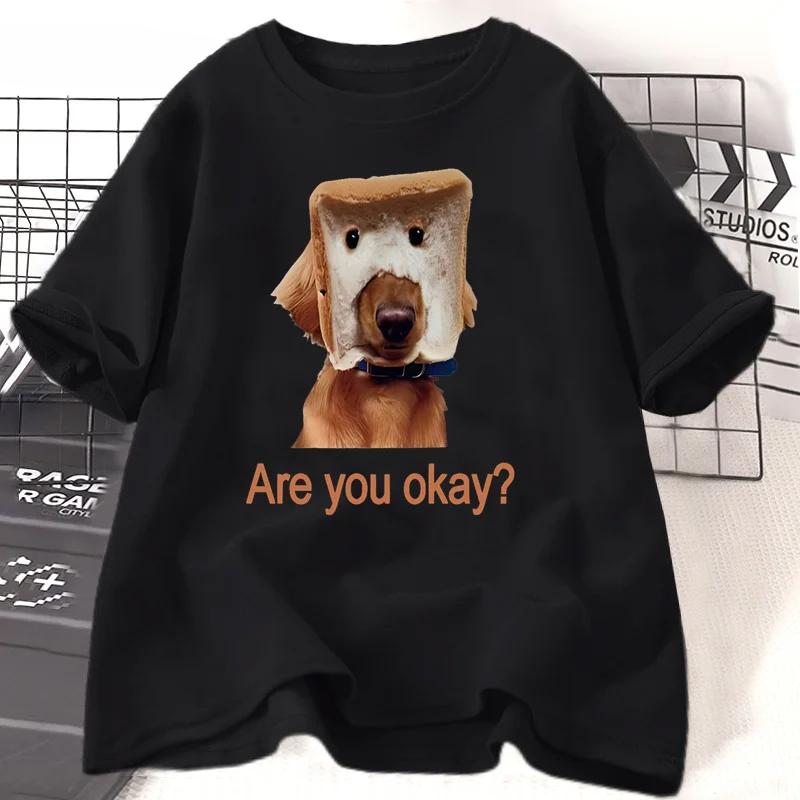 Funny Bread Dog Cat Tshirt Women Unisex Couple Graphic T Shirts Summer Lover Clothing Animal Short Sleeve Tshirt Tops Y2K