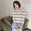 Women's Cardigan Stripe Slim Casual Sweet Single Breasted