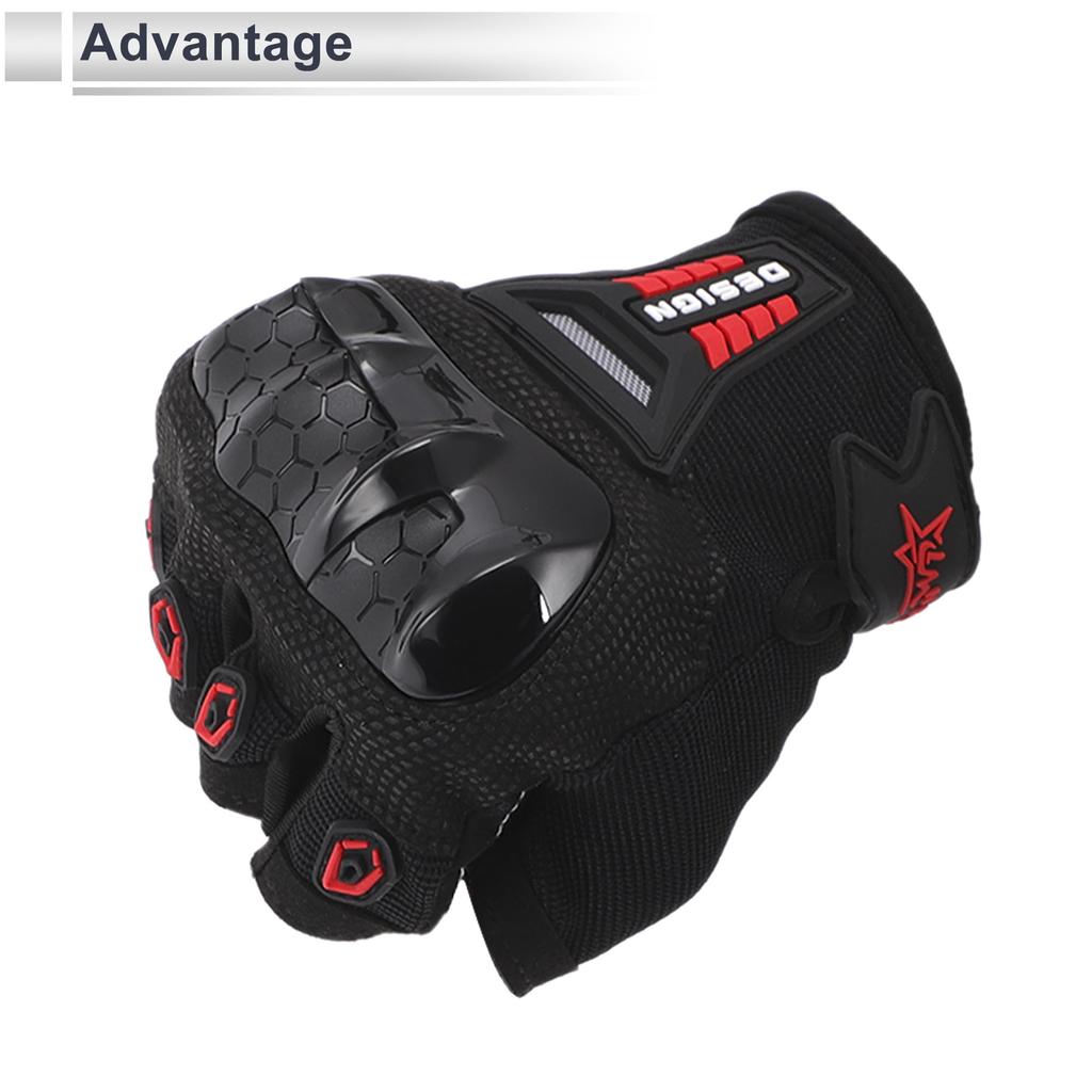 RATCHROLL 1 Pair Motorcycle Gloves Spring Summer Breathable Smartphone Touch XL Red Black Breathable Cloth TPU