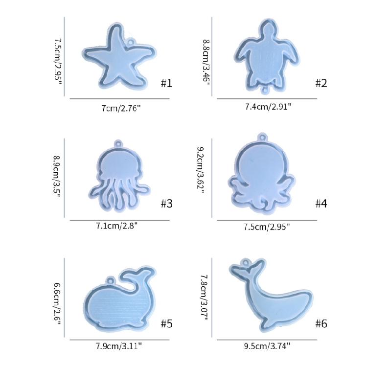 3D Marine Animals Quicksand Mold DIY Resin Casting Mold for DIY Keychain Jewelry