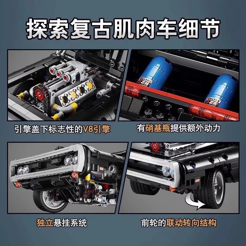 Compatibile con LEGO 42111 Fast and Furious Dodge Charger Muscle Auto Sportiva Giocattolo da Costruzione