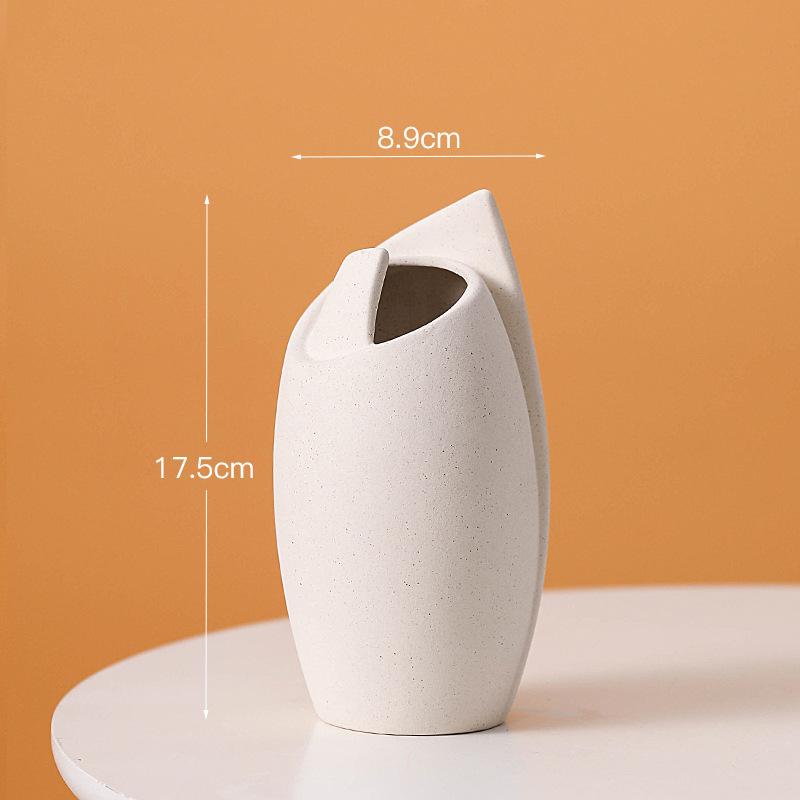 Nordic Ceramic Plain Fired Minimalist Vase, Home Dining Table Living Room Bedroom, Office, Tabletop Decoration, Flower Ware, 1Pc
