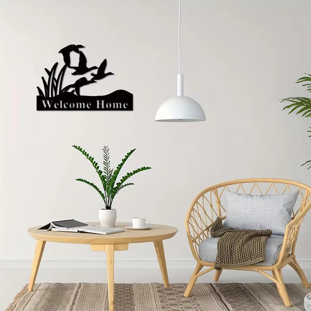 1 st Välkommen Metallskylt - Svart Utomhusdörrhängare, Personlig Efternamnsskylt, Idealisk Gåva för Par, Snygg Verandadekoration