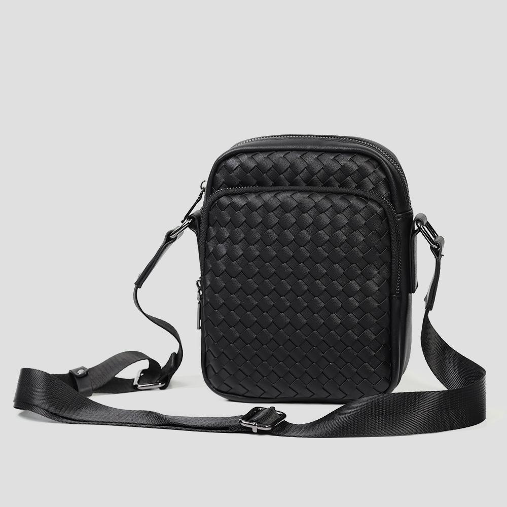 TS JYL laptop bag,Handmade Woven Men Crossbody Bag Korean Style Casual Small Shoulder Bag