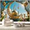 Moschee Mond Laterne Eid Mubarak Hintergrund Banner Arabischer Ramadan Mubarak Fotohintergrund Islamische Muslimische Festival Dekoration