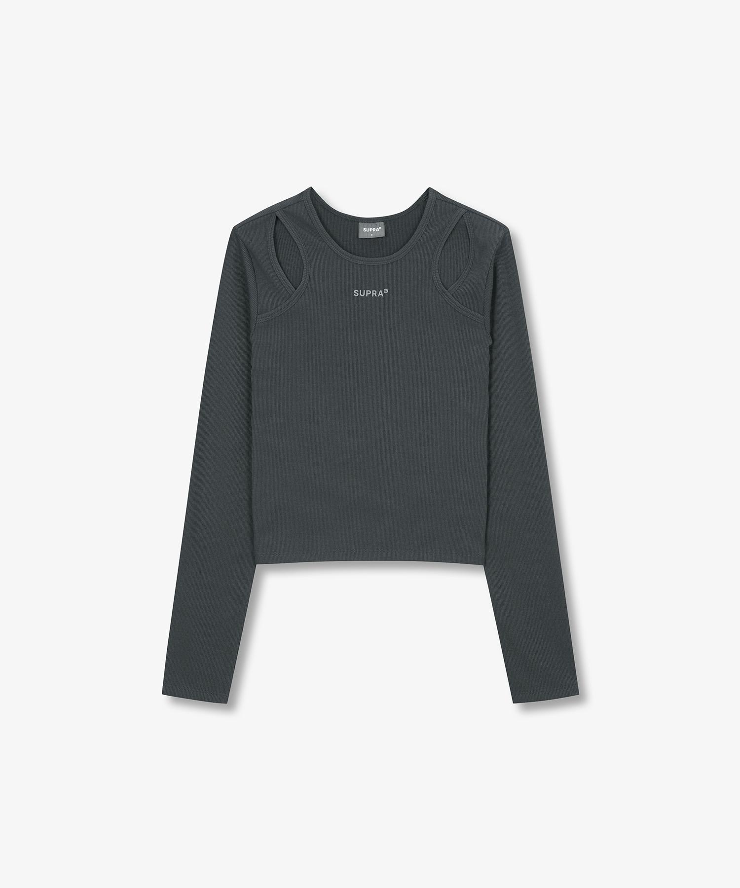 Supra Women S Cutout Long Sleeve T-Shirt (Gray) Brd/M