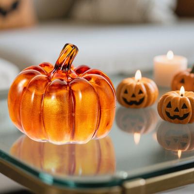 Yousheng Mini Kristall Kürbis Figur Sammlerstück Künstlicher Kürbis Tischschmuck für Herbsternte Thanksgiving Halloween