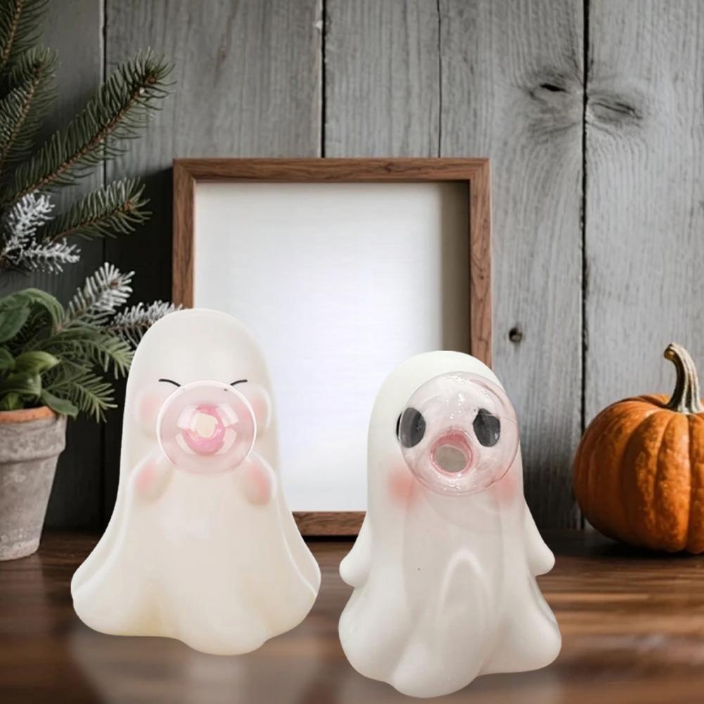 Tabletop Ghost Decoration Pink Bubble Gum Ghost Figurine Whimsical Halloween Tabletop Ornament for Home Office Decor for Shelf