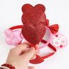 Tiara de Dia dos Namorados Glitter Vermelho Rosa Coração Faixa de Cabelo Brilhante Fofa Acessórios de Cabelo de Orelha para Dia dos Namorados Aniversário Festa de Casamento Fantasia