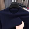 Men's Casual V-Neck Solid Color Knit Sweater - Autumn/Winter Long Sleeve Base Layer