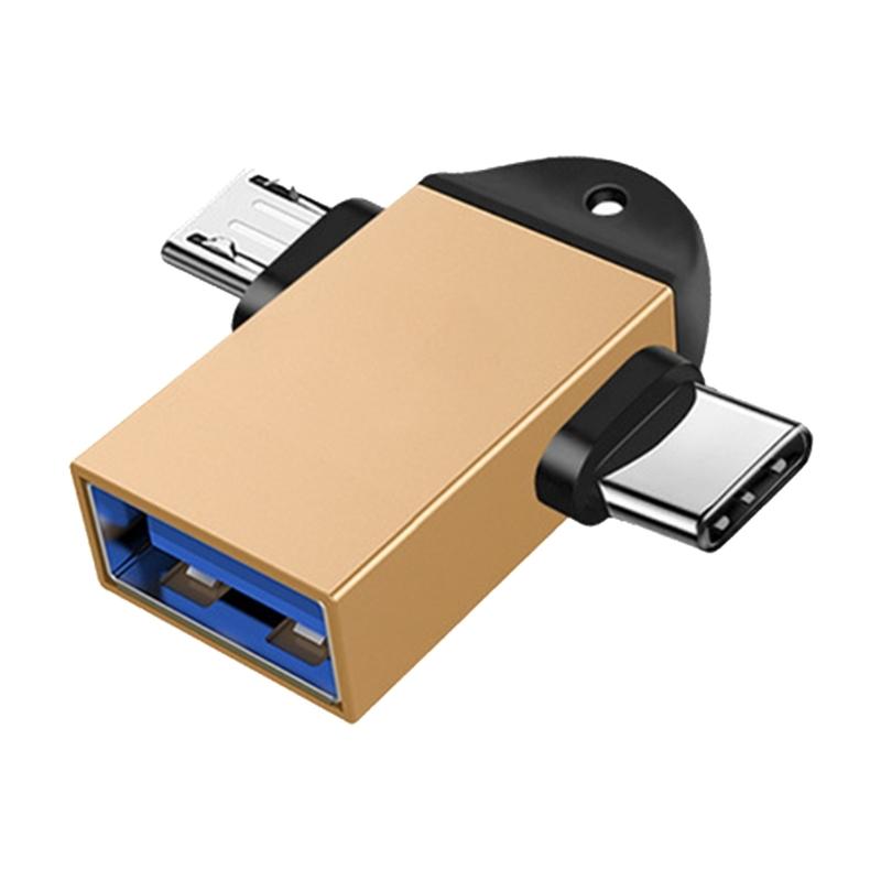 USB 3.0 to Type C and Small USB OTG Adapters Aluminum Type C Converter Pocket Size Adapters for Smartphones Tablets
