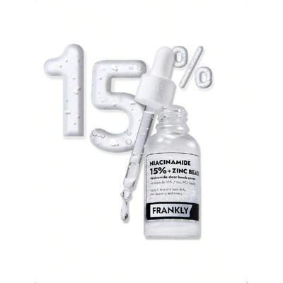 FRANKLY Niasinamid %15 & Çinko Tanecikli Serum 30ml : Akne & Koyu Leke Bakımı, Yağ Kontrolü, Eşit Cilt Dokusu & Işıltı | Vegan & Hayvanlar Üzerinde Test Edilmemiştir