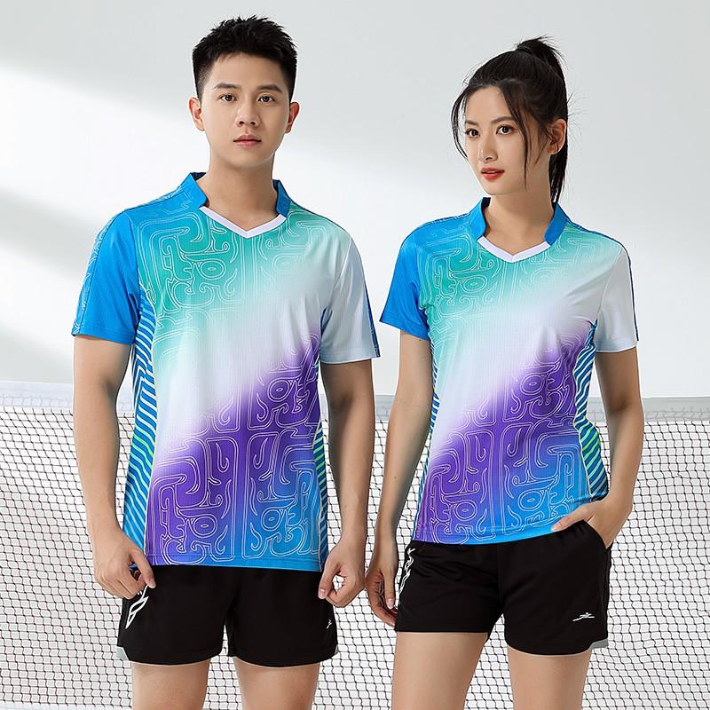 Unisex Quick-Dry Badminton Set Short Sleeve Sportswear Training Competition Running Basketball Volleyball Tennis