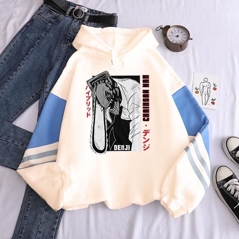 

Мода Аниме Бензопила Мужчина Дэндзи Манга Графические толстовки Женщины Мужчины Подросток Пэчворк Уличная одежда Хип-хоп Готика Зима Унисекс Толстовки 4XL белый