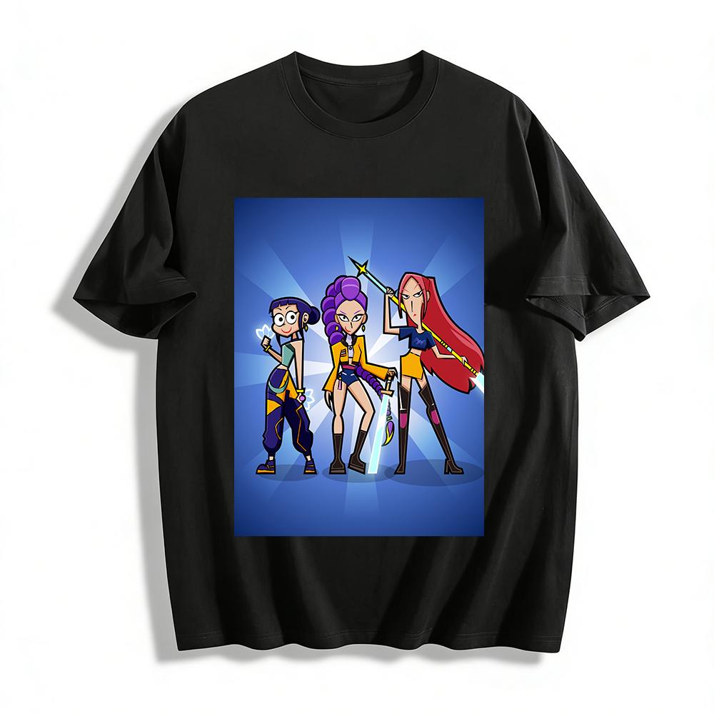 

Trendy Cartoon Battle Girl Group Print Casual Top Street Style Loose Breathable Unisex T-Shirt Pure cotton T-shirt XXS