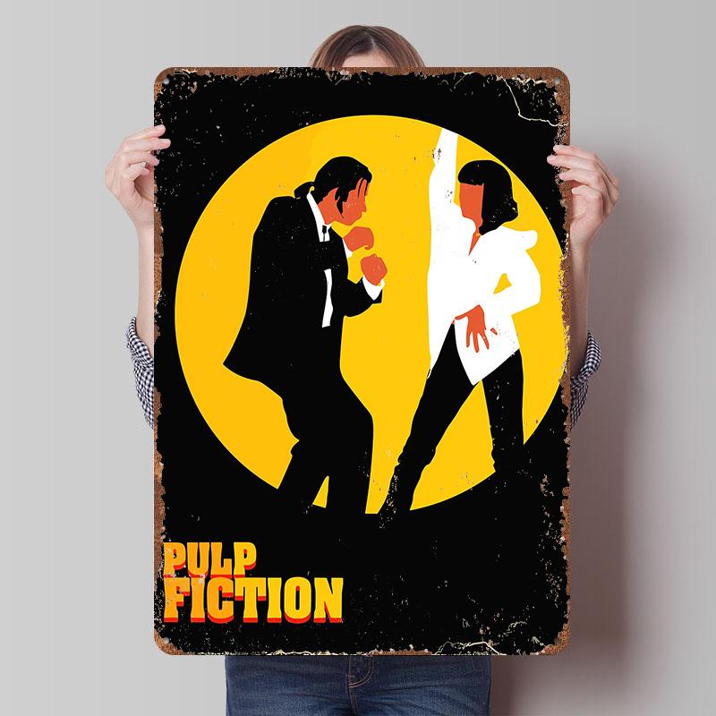 

Pulp Fiction Art Printed Poster Customized Wall Art Retro Vintage Metal Tin Signs for Office Decoration Room Bar Accessories 20x30cm（7.8x11.8inch）