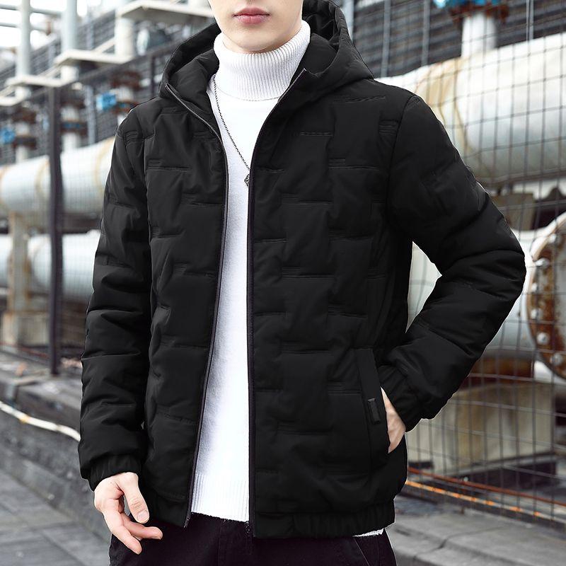 

Down and Cotton Jacket Thickened Men s New Style Trendy Casual Youth Jacket Trendy Versatile Cotton Jacket Top M чёрный