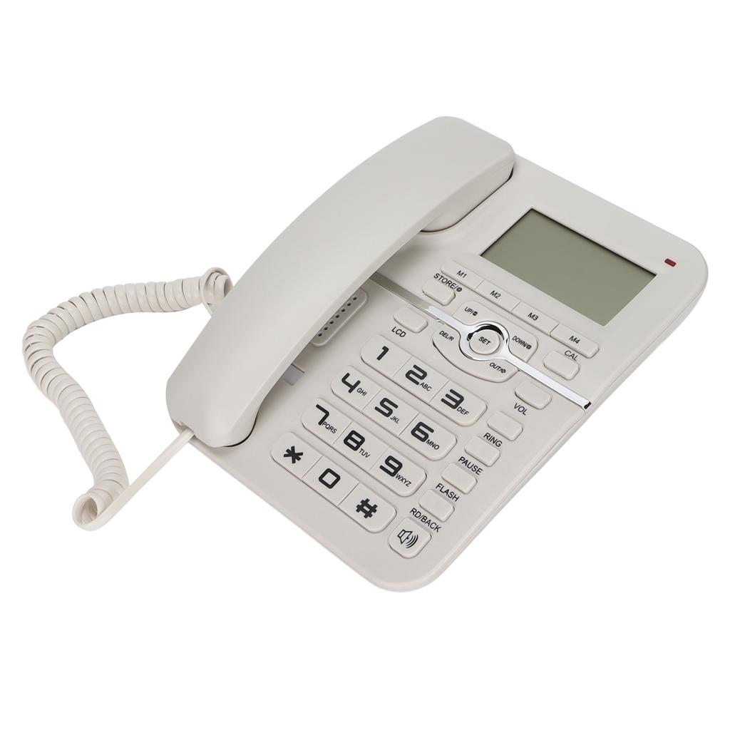 Corded Landline Caller ID Full Hands Free 4 Fast Dial Desktop Wired Telephone with LCD Display for Home HotelWhite
