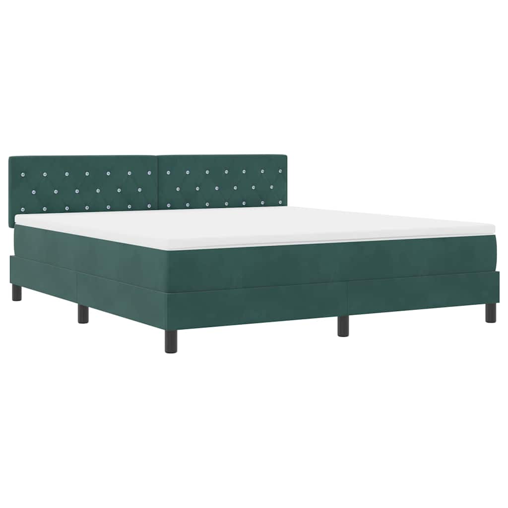 LED Box Spring Bed with Mattress Dark Green 180 X 200 Cm Velvet