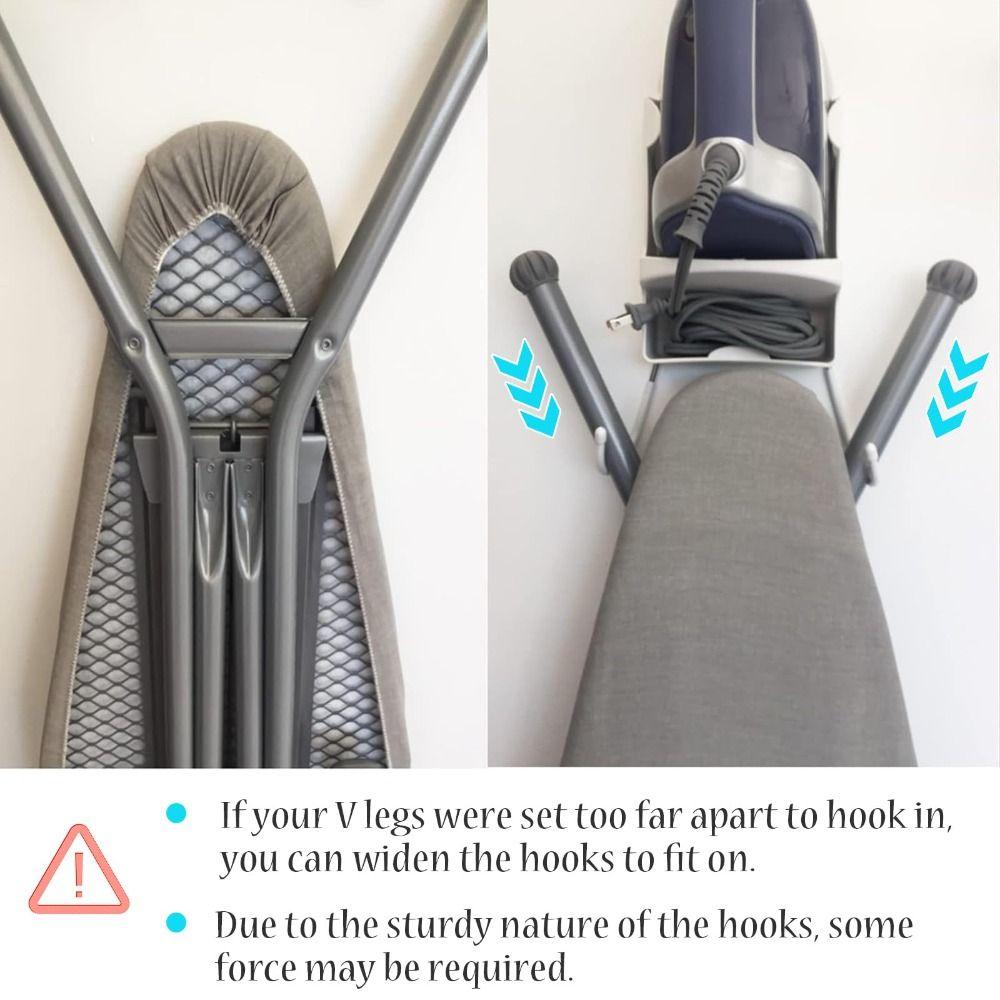 Two-in-One Hooks Iron Holder Black White Storage Rack Ironing Board Hanger Storage Supplies