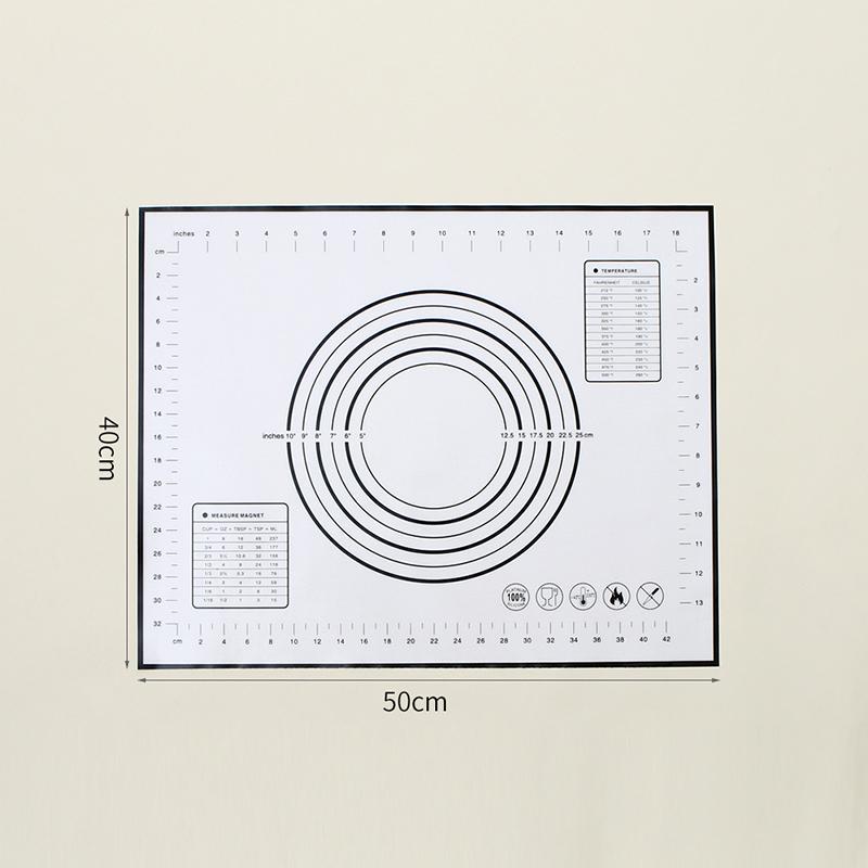 60/50/40cm Silicone Pad Baking Mat Sheet Kneading Dough Mat For Kitchen Rolling Dough Pizza Large Dough Non-Stick Maker Holder