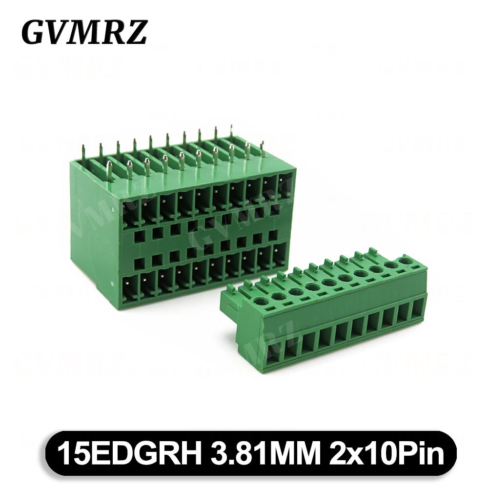 5Set 15EDG KF15EDGRH 3.81mm 2x2 ~ 2X12 pin Double row pluggable terminal block PCB welding plate Plug + Pin Socket