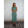 Women's Summer New Slim Fit Patchwork Jumper Fashion Striped Knitted Long Dress