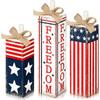 Patriotic Wood Block Sign Vintage 4th of July Tiered Tray Decor Rustic Farmhouse Memorial Day Independence Day Table Centerpiece