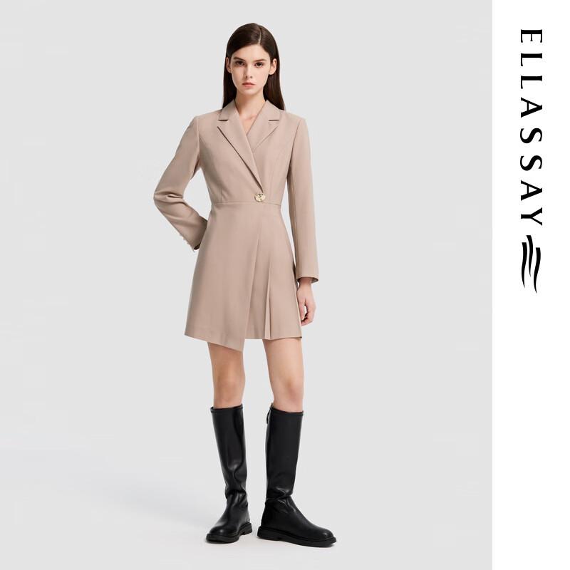 

ELLASSAY Early Spring 2026 Lambswool Waist-Cinching Wrap Suit Dress L