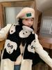 Blended Cute Cartoon Knitted Puppy Scarf Women's Autumn and Winter Thickened Warm Fashion Long Cold Scarf