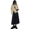 Autumn/Winter Women's Plus Size Retro Academic Pleated Wool Skirt