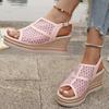 Fashion 2025 New Hollow Out Wedge Heel Sandals Women Summer Peep Toe Platform Sandles Woman Back Strap Thick Sole Rome Shoes Female 43