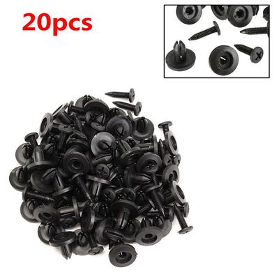 20 Pcs 7mm x 15mm Sealing Nails Black Plastic Rivet Buckle Clips