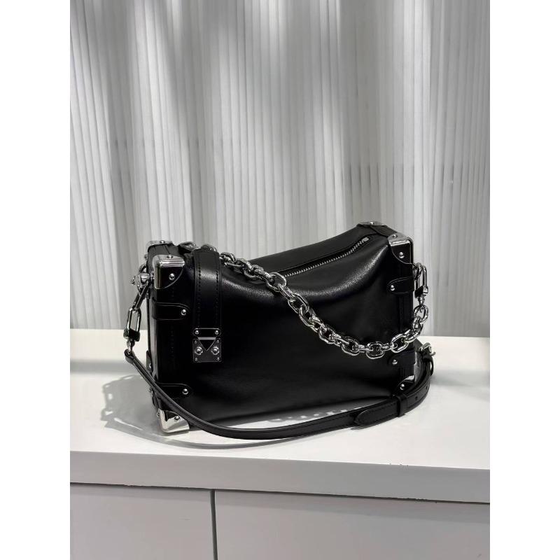 

Сумка на одно плечо подмышку, кожаная сумка, женский нишевый дизайн, новая высококлассная цепочка, мягкая коробка, сумка-мессенджер. 21*14*6cm чёрный