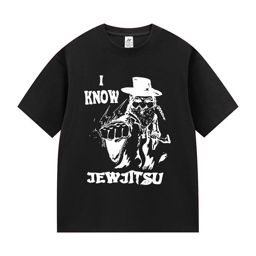 Jew-Jitsu Jewish Judo Karate Funny Meme Print T Shirt Men's Clothing Vintage Oversized T Shirts Fashion High Quality Cotton Tees