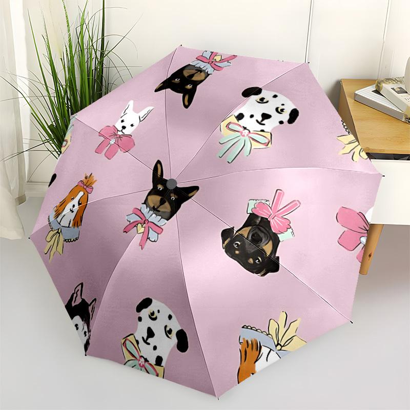 

1pc Dogs with Bows Automatic Opening and Closing Folding Umbrella with 8 Iron Ribs - Portable, Foldable for Travel yy251124112