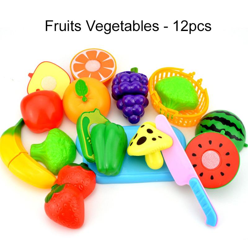 Children Simulated Cutting Play Toys Fruit Vegetable Cake Kids Pretend Play Parent-child Interaction Toy for Birthday Gift TMZ