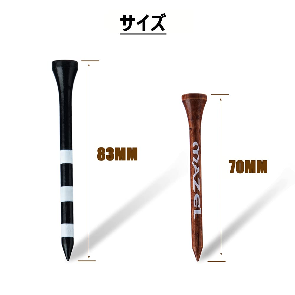 MAZEL Golf Tee Holz Tee Langes Tee 70mm/83mm (50 Stück