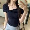 2025 Chic Off-Shoulder Short-Sleeve Women's Slim Top