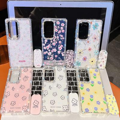 Samsung S25Ultra Mobile Phone Case Flash Drill S24FE Flower One Line Mirror Bracket A36 Protective Cover