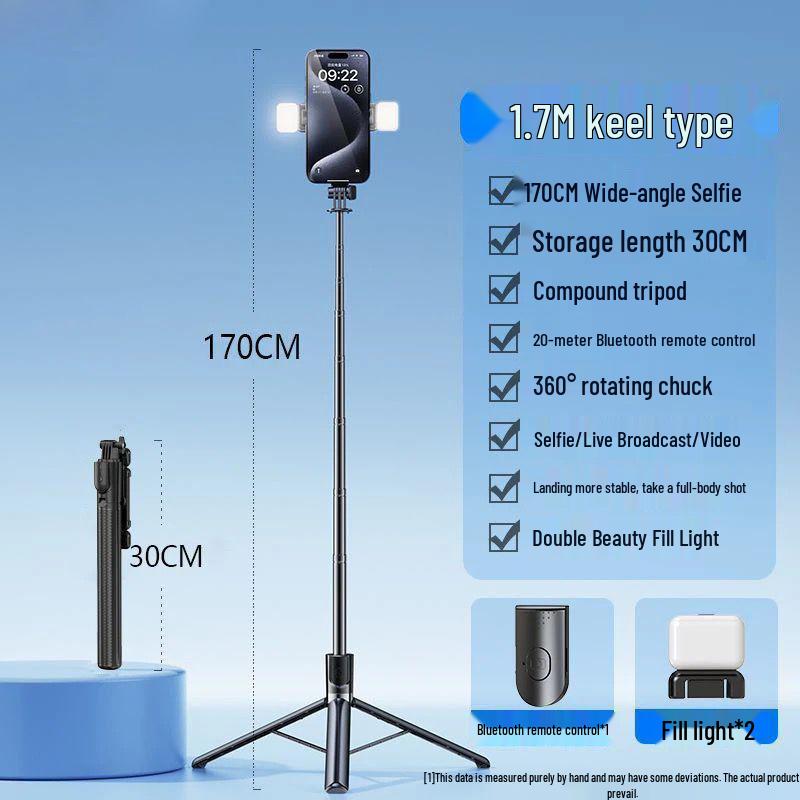 Portable Bluetooth Selfie Stick with Remote, Tripod Stand for Photography and Streaming, Foldable and Ideal for Travel