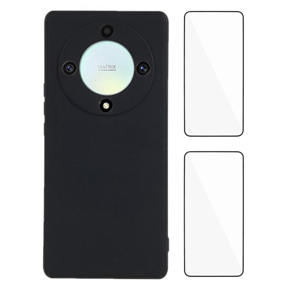 

WANLONFENG RB3 Series For Honor X9b 5G/Magic6 Lite 5G Case with 2Pcs Screen Film Precise Lens Hole Soft TPU Phone Back Cover Black