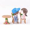 Fairy Garden Decorations Dollhouse Accessories 3Pcs/Set Floral Wooden Table Chairs Miniature Landscape Ornaments