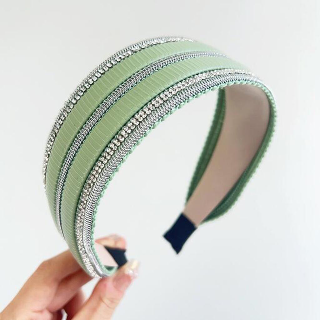 PROLY New Fashion Headband For Women Wide Side PU Leather Hairband Top Quality Shining Rhinestone Hair Accessories