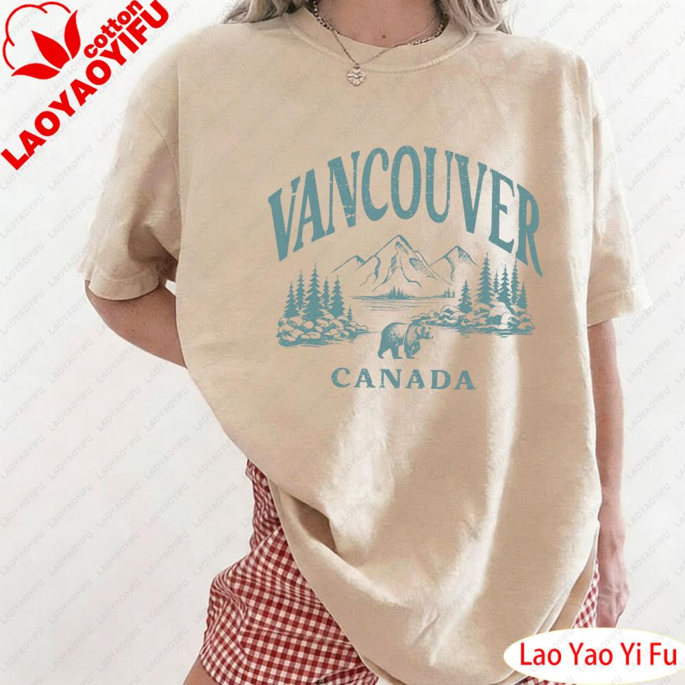 Retro 90s Vancouver TShirt Vintage British Columbia Canada Souvenir Tee Cute Trendy Boho TShirt Oversized Beach Tops