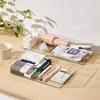 Japanese Transparent Plastic Desktop Organizer with Compartments - Ideal for Kitchen Utensils, Stationery, and Small Items Storage.