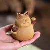 1pcs Purple Clay Tea Pet Cat Decoration Handmade Sculpture Creative Ingot Lucky Cat Can Raise Tea Set Tea TrayDecor Accessories